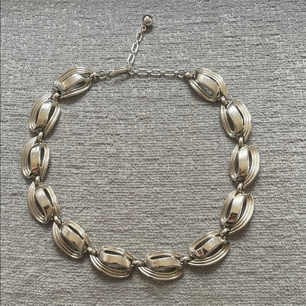 Vintage Trifari Elegant Silver Tone Statement Necklace